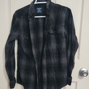 Faded Glory Men's Black and Gray Plaid Shirt